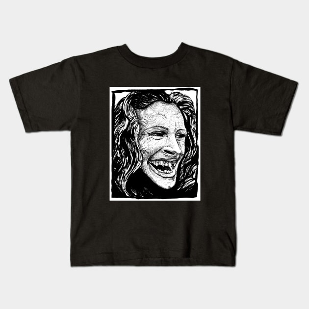 Julia Smiles Kids T-Shirt by gabacho_trece